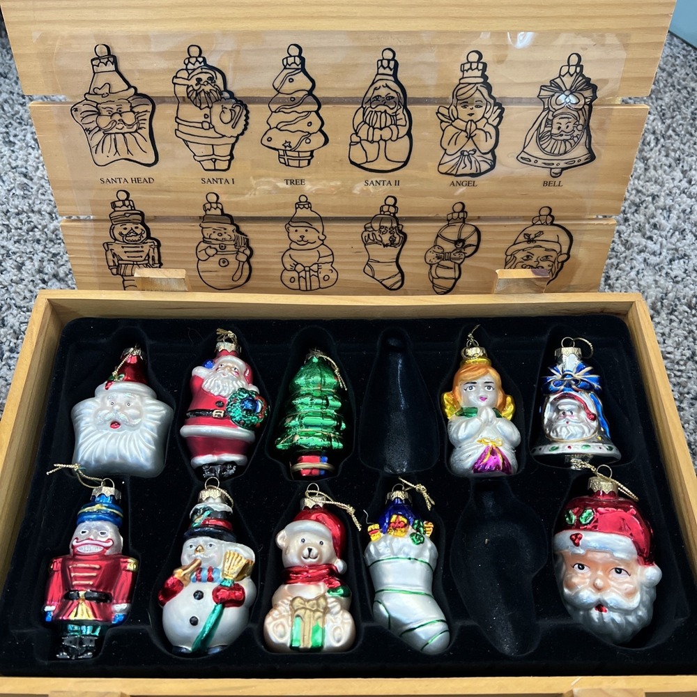 Thomas Pacconi Museum Series Christmas‎ Ornaments 10 Pc Set In Wooden Crate